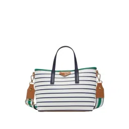 ALDO White & Navy Striped Small Tote Handbag-image-3