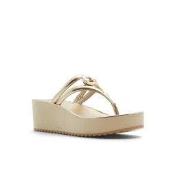 Aldo Women's ALBOBRENNA Gold Thong Wedges-picture-18