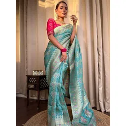Aldwych Woven Design Zari Silk Blend Banarasi Saree-picture-19