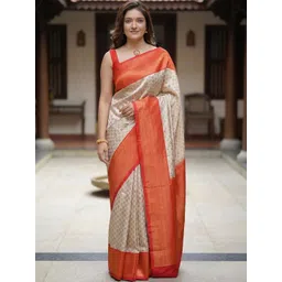 Aldwych Woven Design Zari Silk Blend Handloom Banarasi Saree-picture-34