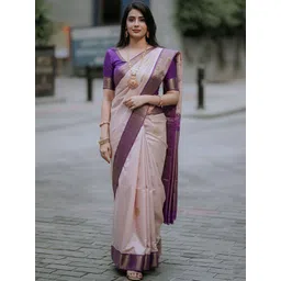 Aldwych Woven Design Zari Silk Blend Handloom Banarasi Saree-picture-35