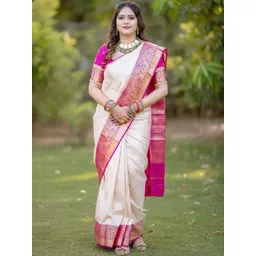 Aldwych Woven Design Zari Silk Blend Handloom Banarasi Saree-picture-25