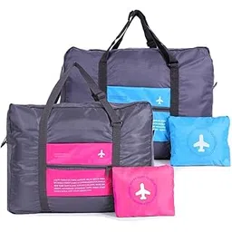 ALESSO (PACK OF 2) Foldable Travel Duffel Waterproof Nylon Lightweight Carry-on Flight Packing Bags for Travelling,-picture-32
