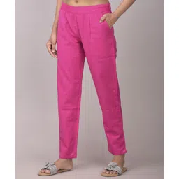 alexa eva Women Regular Fit Pink Cotton Blend Trousers-picture-19
