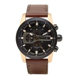 Alexandre Christie Men Black Dial & Brown Leather Regular Straps Analogue Watch-image-32