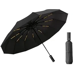 alexvyan Black 12 Ribs Large Travel Automatic Umbrella Windproof for Rain & Sun, Strong Compact Umbrella for Men & Women, Wind Resistant, Lightweight,Portable Folding Umbrellas for Backpack, Car-picture-19