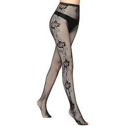 alexvyan Black Flower Design Women's/Girls's High Waist Pantyhose Tights Fishnet Stockings Mesh Net Style Nylon & Spandix-picture-12