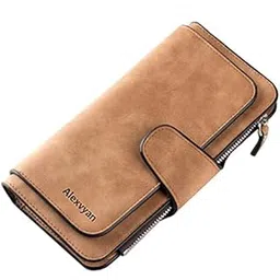 alexvyan Brown Women's Long Purse Wallet Female Hand Clutch Women/Ladies/Girls Wallets Card Holder 3 Pocket-picture-20