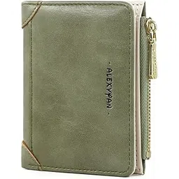 alexvyan Compact Bifold Wallet with Zipper Pocket, PU Leather, Women's Purse Wallet Organizer Female Hand Clutch Women/Ladies/Girls Wallets Credit Card Holder - Olive Green-picture-46