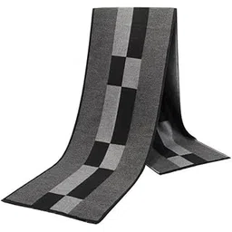 alexvyan Fashions Black and Grey Pattern Cashmere Mufflers Cum Scarves Cum Stoles Woolen Men and Women Casual Scarf Soft And Warm-picture-30