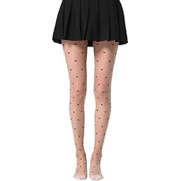 alexvyan Heart Design Beige with Black Heart Streachable Semi Sheer Women's/Girls's High Waist Pantyhose Tights Durable Stockings Nylon & Spandix-picture-26