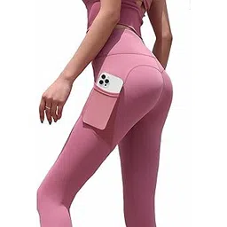 alexvyan Pink Skinny & Slim Fit Gym Wear Yoga Pants with Pocket Ankle Length Leggings Workout Active wear | Stretchable Workout Tights | High Waist Sports Fitness- Nylon Fiber & Spandix-picture-21
