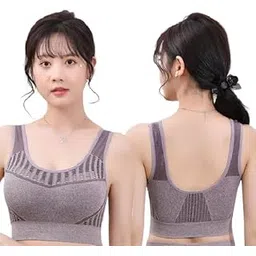 alexvyan Sports Bra Purple Medium(Size 28 to 34) High Stretch Breathable Wirefree Fitness Women Padded for Running Yoga Gym Seamless Bra -Cotton Elastane-picture-47