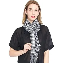 alexvyan Winter Muffler Cum Scarves Cum Stoles Woolen Men and Women's Casual Soft And Warm (Black Medium Check)-picture-46