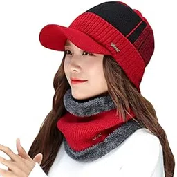 Alexvyan Winter Woolen Pashmina Cashmere Beanie Hat Cap for Women Girl Warm Snow Proof Soft for Riding, Cycling, Byke, Bike, Motorcycle Air Proof (Hat Cap Red)-picture-27