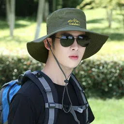 AlexVyan Green Travellro Net Sunvisor Hat Cap for Men UV Protection Wide Brim Summer-image-12