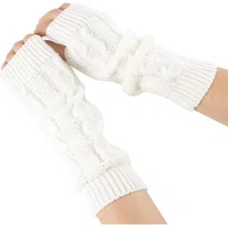AlexVyan Knitting Long Woolen Warm Fingerless Gloves Arm Hand Warmer Sleeves for Women Wool Arm Warmer-picture-27