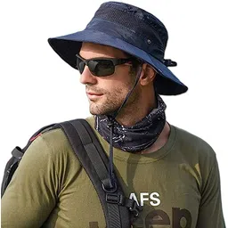 AlexVyan Round Crown Sun Visor Hat Cap for Men UV Protection Summer Wide Brim-picture-23