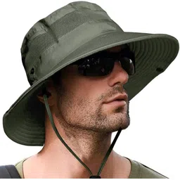 AlexVyan Round Crown Sun Visor Hat Cap for Men UV Protection Summer Wide Brim-image-11