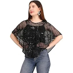 Ali Fashion Women Hand Beaded Embellished V-Style Long Net Poncho Cape for Women, Floral Pattern Loose Capelets Cover Up Wraps Knitted Shrugs for Evening Dress Shoulder, Beachwear Ponchos Capes-picture-19