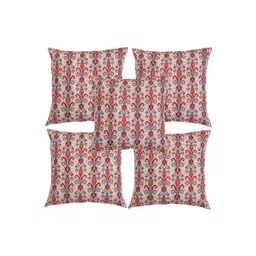 Alina decor Beige & Blue 5 Pieces Ethnic Motifs Square Cushion Covers-picture-36