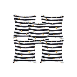 Alina decor Black & White 5 Pieces Striped Square Cushion Covers-picture-15