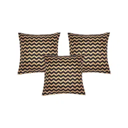 Alina decor Gold-Toned & Black 5 Pieces Striped Square Cushion Covers-picture-29