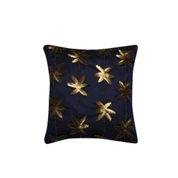 Alina decor Navy Blue & Gold-Toned Set of 2 Embellished Square Cushion Covers image 2