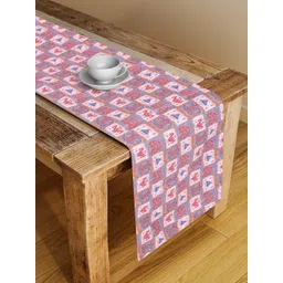 Alina decor Pink & Blue Ethnic Motifs Digital Printed Table Runner-picture-30