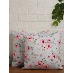 Alina decor Pink & Green Set of 2 Floral Square Cushion Covers-picture-27