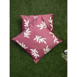 Alina decor Pink & White Set of 2 Embellished Square Cushion Covers-picture-16