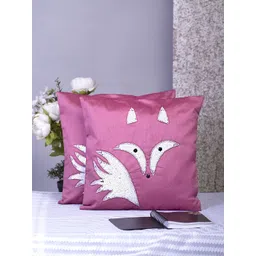 Alina decor Pink & White Set of 2 Embellished Square Cushion Covers-picture-18