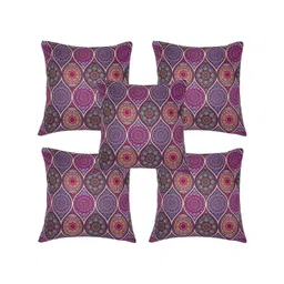 Alina decor Purple & Yellow 5 Pieces Ethnic Motifs Square Cushion Covers-picture-35