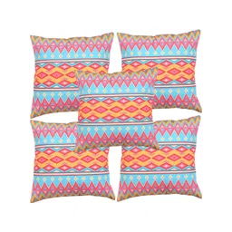 Alina decor Red & Blue 5 Pieces Geometric Square Cushion Covers-picture-10