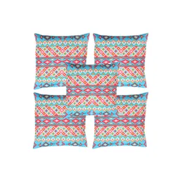 Alina decor Red & Green 5 Pieces Geometric Square Cushion Covers-picture-39