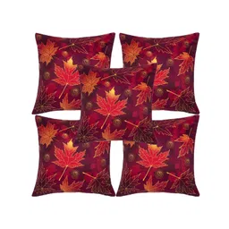 Alina decor Red & White 5 Pieces Floral Square Cushion Covers-picture-20