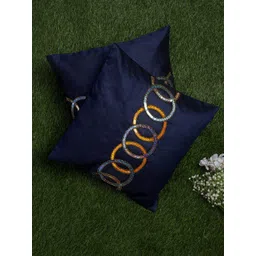 Alina decor Set Of 2 Navy Blue & Yellow Embellished Square Cushion Covers-picture-25