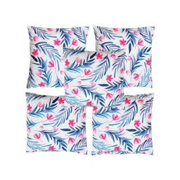 Alina decor White & Blue 5 Pieces Floral Square Cushion Covers-picture-40