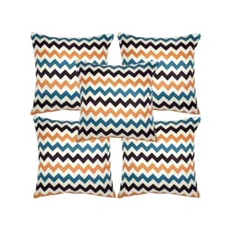 Alina decor White & Blue 5 Pieces Geometric Square Cushion Covers-picture-16