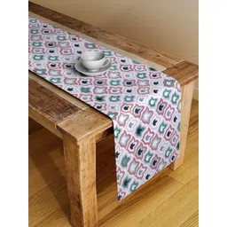 Alina decor White & Taupe Geometric Printed Table Runner-picture-28