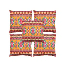 Alina decor Yellow & Pink 5 Pieces Ethnic Motifs Square Cushion Covers-picture-24