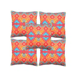 Alina decor Yellow & Pink 5 Pieces Geometric Square Cushion Covers-picture-41