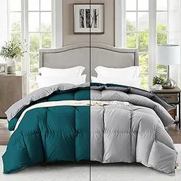 ALISHIBA CASA Super Soft Fluffy Microfiber 600 GSM Winter Comforter King Size (90"X106") - Heavy Winter Blanket/Comforter/Duvet/Rajai King Size - Teal/Silver Grey Color-picture-12
