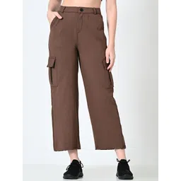 ALIZA Women Relaxed Straight Leg Loose Fit Cargos Trousers-picture-45