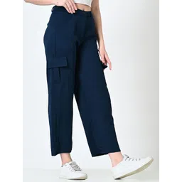 ALIZA Women Relaxed Straight Leg Loose Fit Cargos Trousers image 2