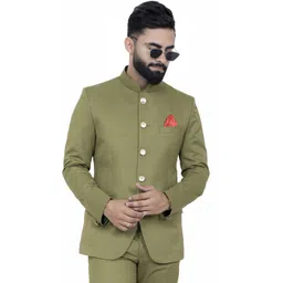 aljaami Men Solid Bandhgala Wedding Blazer-picture-22
