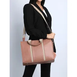 ALL ABOUT HER PU Structured Tote Bag with Cut Work image 5