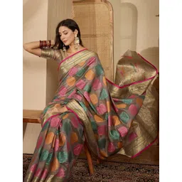 all about you Bandhani Zari Organza Saree With Blouse Piece-picture-21