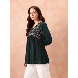 all about you Casual Regular Sleeves Embroidered Women Dark Green, Pink Top-picture-10