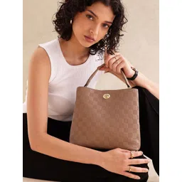 all about you Checked Structured Handheld Bag with-picture-26